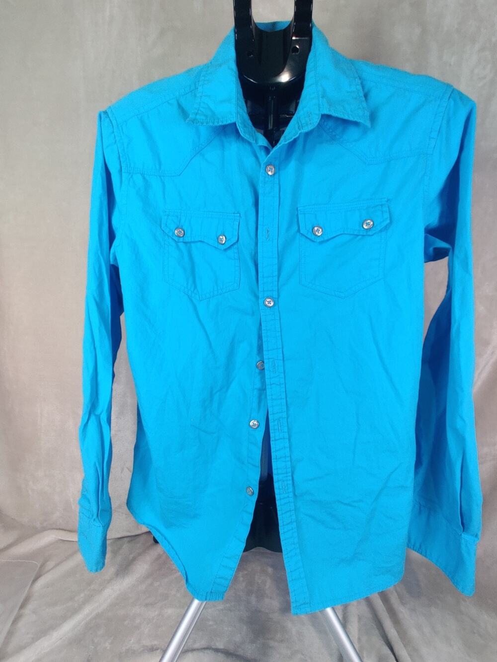 Vintage Cactus Shirt Women's Size Small Button Up Collared Western Cowgirl Blue